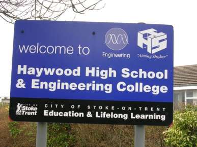 Picture of first new Haywood High School sign