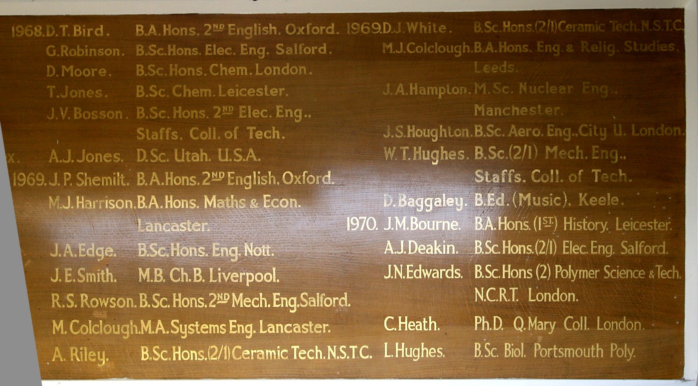Picture of Honour Board 1968 to 1970 by Alan J Jones