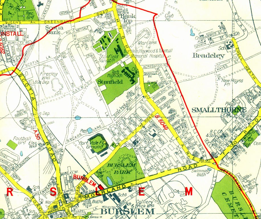 Map of the Stanfields area in the 1960s