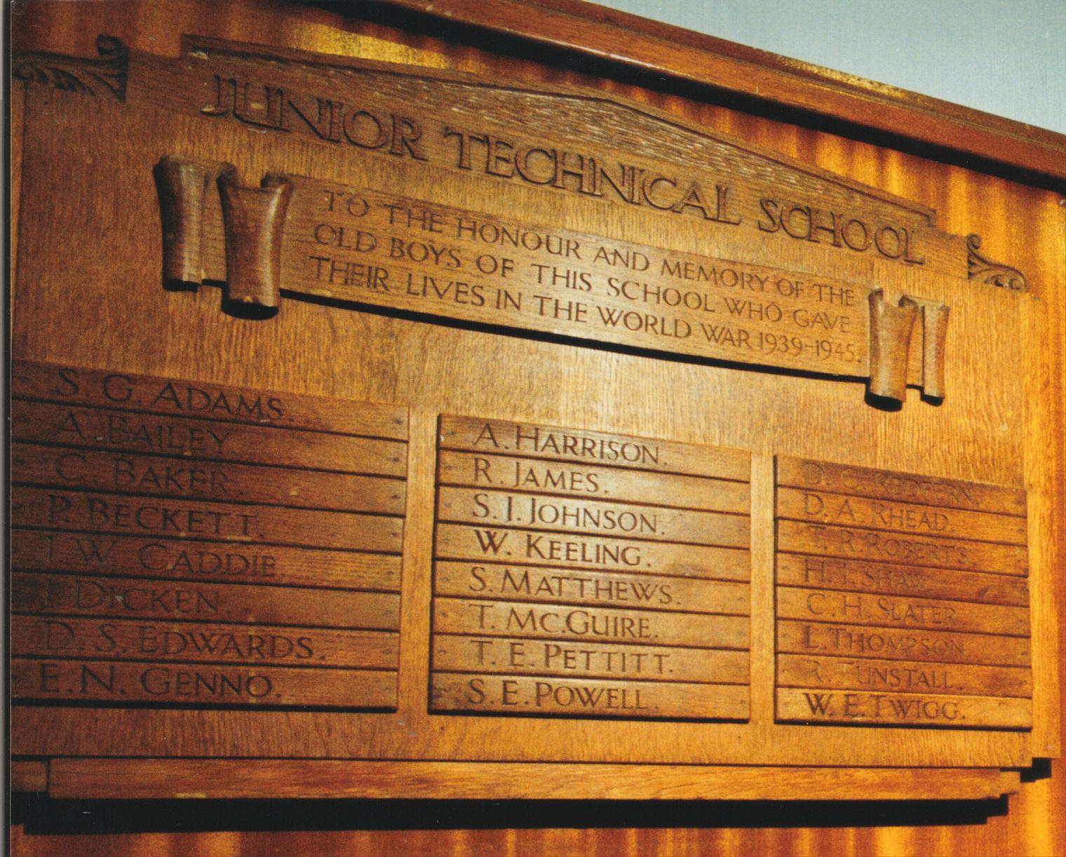 Picture of JTS Roll of Honour - Photo © The Sentinel - use magnifier for larger image